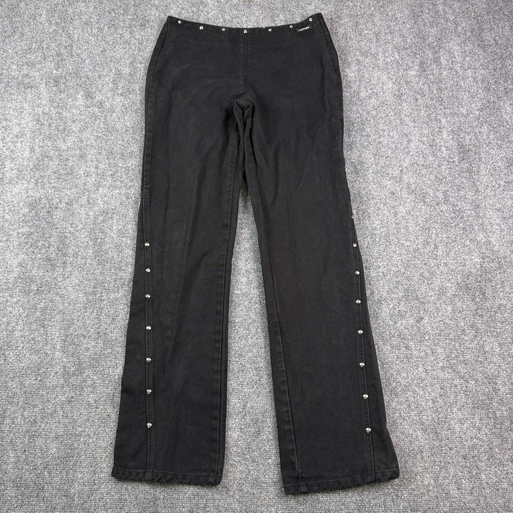 Rockies Womens Jeans 7/8 Black Studded Side Zip Western Vintage 90s Bareback